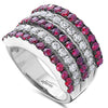 LARGE 2.4CT DIAMOND & AAA RUBY 18K WHITE & BLACK GOLD MULTI ROW ANNIVERSARY RING