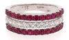 1.81CT DIAMOND & AAA RUBY 18KT WHITE GOLD 3 ROW SEMI ETERNITY ANNIVERSARY RING