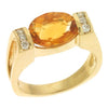 WIDE 2.28CT DIAMOND & AAA CITRINE 14KT YELLOW GOLD OVAL & ROUND CHANNEL FUN RING