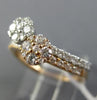 ESTATE WIDE .84CT DIAMOND 18K WHITE & ROSE GOLD 3D FLOWER CLUSTER STACKABLE RING