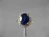 ESTATE 3.74CT DIAMOND & AAA SAPPHIRE 14KT YELLOW GOLD HALO DIANA ENGAGEMENT RING