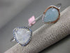 ESTATE LARGE .10CT DIAMOND & AAA QUARTZ 14KT WHITE GOLD 2 STONE BANGLE BRACELET