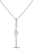 ESTATE .14CT DIAMOND 14K WHITE GOLD 3D GEOMETRIC PAVE BAR DROP LOVE NECKLACE