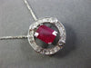 ESTATE 2.20CT DIAMOND & AAA RUBY 18KT WHITE GOLD SOLITAIRE FLOATING PENDANT #392