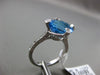 ESTATE LARGE 6.92CT DIAMOND & BLUE TOPAZ 14K WHITE GOLD FILIGREE ENGAGEMENT RING