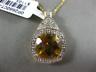 ESTATE LARGE 3.96CT DIAMOND & AAA CITRINE 14KT YELLOW GOLD OPEN FILIGREE PENDANT