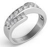 ESTATE WIDE .72CT DIAMOND 14KT WHITE GOLD 3D THREE ROW CRISS CROSS FUN LOVE RING