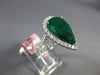 ESTATE EXTRA LARGE 6.27CT DIAMOND & AAA EMERALD 18KT WHITE GOLD ENGAGEMENT RING