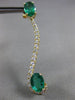 ESTATE LARGE 3.48CT DIAMOND & AAA EMERALD 14KT YELLOW GOLD 3D INFINITY EARRINGS