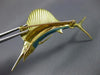 ANTIQUE AAA BLUE & GREEN ENAMEL 18KT YELLOW GOLD 3D SWORDFISH PIN BROOCH #21878