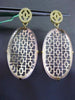 ESTATE LARGE .50CT DIAMOND & MULTI GEM 18K YELLOW GOLD OVAL FILIGREE EARRINGS