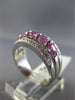 ESTATE WIDE 1.72CT DIAMOND & PINK SAPPHIRE 14KT WHITE GOLD 6 STONE WEDDING RING