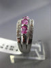 ESTATE WIDE 1.72CT DIAMOND & PINK SAPPHIRE 14KT WHITE GOLD 6 STONE WEDDING RING