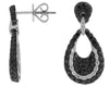 1.49CT WHITE & BLACK DIAMOND 14KT WHITE GOLD CLUSTER TEAR DROP HANGING EARRINGS