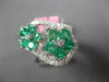 ESTATE LARGE 2.01CT DIAMOND & AAA EMERALD 18K WHITE GOLD DOUBLE FLOWER LOVE RING