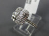 ESTATE WIDE .61CT ROUND & BAGUETTE DIAMOND 18K WHITE GOLD 3D CLUSTER SQUARE RING