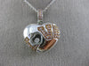 ESTATE LARGE .25CT WHITE & PINK DIAMOND 18KT 2 TONE GOLD 3D HEART "LOVE" PENDANT