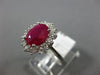 ESTATE WIDE 2.37CT DIAMOND & AAA RUBY 18KT WHITE GOLD OVAL HALO ENGAGEMENT RING