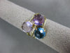 ESTATE LARGE 6.80CT DIAMOND & AAA MULTI GEM 14KT YELLOW GOLD THREE ROW FUN RING