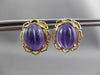 ANTIQUE LARGE 5.0CT AAA AMETHYST 14KT YELLOW GOLD STUD FLOWER EARRINGS #23830