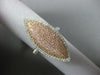 ESTATE LARGE 1.0CT WHITE & PINK DIAMOND 18K WHITE & ROSE GOLD MARQUISE HALO RING