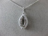 ESTATE .26CT DIAMOND 18KT WHITE GOLD 3D HALO FLOATING SEMI MOUNT PENDANT & CHAIN