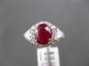 ANTIQUE 2.65CT DIAMOND & RUBY 18KT WHITE GOLD 3D FILIGREE HALO ENGAGEMENT RING