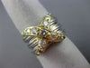 ESTATE WIDE .85CT DIAMOND 18K WHITE & YELLOW GOLD 3D MULTI ROW X LOVE RING #3016