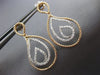 ESTATE .53CT DIAMOND 18KT 2 TONE GOLD 3D CLASSIC TEAR DROP LOVE HANGING EARRINGS