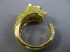 LARGE 2.59CT FANCY YELLOW DIAMOND & AAA EMERALD 18K YELLOW GOLD HAPPY TIGER RING