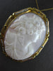 ANTIQUE LARGE PEARL & SAPPHIRE 14K YELLOW GOLD SHELL CAMEO PIN PENDANT #19939