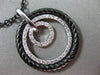 ESTATE .50CT DIAMOND 14KT WHITE & BLACK GOLD 3D TRI CIRCLE ROPE FLOATING PENDANT