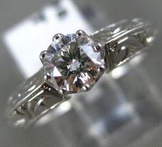 ANTIQUE .52CT DIAMOND 18K WHITE GOLD 3D FILIGREE SOLITAIRE ENGAGEMENT RING #6195