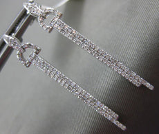 ESTATE .5CT DIAMOND 14K WHITE GOLD CLASSIC ELONGATED DOUBLE BAR HANGING EARRINGS
