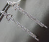 ESTATE .5CT DIAMOND 14K WHITE GOLD CLASSIC ELONGATED DOUBLE BAR HANGING EARRINGS