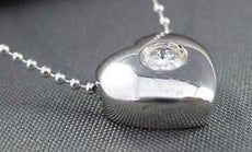 ESTATE .17CT HEART DIAMOND SOLITARE 14KT WHITE GOLD PENDANT G VS W/ CHAIN # 6984