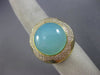 ESTATE EXTRA LARGE 13.20CT DIAMOND & AAA BLUE AGATE 18KT YELLOW GOLD FLOWER RING