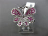 ESTATE WIDE .68CT DIAMOND & AAA PINK SAPPHIRE 18KT WHITE GOLD 3D BUTTERFLY RING