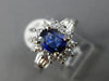 ESTATE 1.83CT DIAMOND & AAA SAPPHIRE 14K WHITE GOLD OVAL CLUSTER ENGAGEMENT RING