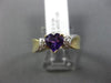 ESTATE .69CT DIAMOND & AAA HEART SHAPE AMETHYST 14K 2 TONE GOLD 3D PROMISE RING