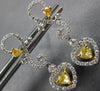 ESTATE 1.57CT WHITE & FANCY YELLOW DIAMOND 18KT TWO TONE GOLD 3D HEART EARRINGS