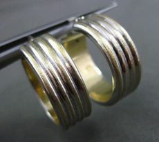 ESTATE 14KT WHITE & YELLOW GOLD MULTI ROW MATTE & SHINY CLASSIC HOOP EARRINGS