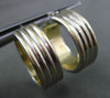 ESTATE 14KT WHITE & YELLOW GOLD MULTI ROW MATTE & SHINY CLASSIC HOOP EARRINGS