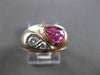 ANTIQUE .97CT OLD MINE DIAMOND & PINK SAPPHIRE 14KT TWO TONE GOLD 3D RING #24570