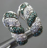 ESTATE WIDE 1.52CT WHITE & BLUE DIAMOND 18KT WHITE GOLD 3D ROPE CLIP ON EARRINGS