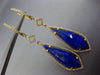 LARGE 9.25CT DIAMOND & AAA LAPIS 14KT YELLOW GOLD 3D TEAR DROP HANGING EARRINGS