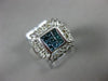 LARGE 1.0CT WHITE & BLUE DIAMOND 14K WHITE GOLD ROUND & PRINCESS FRIENDSHIP RING