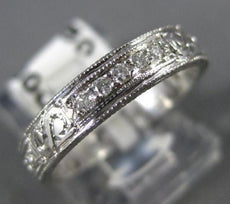 ANTIQUE .30CT DIAMOND 18K WHITE GOLD FILIGREE ETERNITY ANNIVERSARY RING #22434