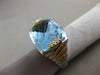 EXTRA LARGE 20.04CT DIAMOND & CUSHION BLUE TOPAZ 14KT WHITE & YELLOW GOLD RING