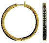 ESTATE 1.74CT WHITE & BLACK & CHOCOLATE FANCY DIAMOND 14KT YELLOW GOLD EARRINGS